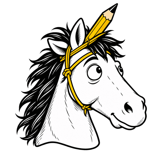 Caballo Casicornio con lápiz como cuerno