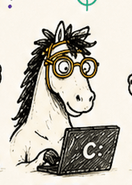 Mascota Casicornio leyendo
